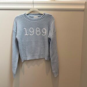 NWOT Girls Powder Blue Hello Franki Knit Sweater with 1989 Design Sz 14